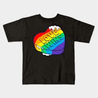 Gay Pride Love Wins Rainbow Heart Kids T-Shirt